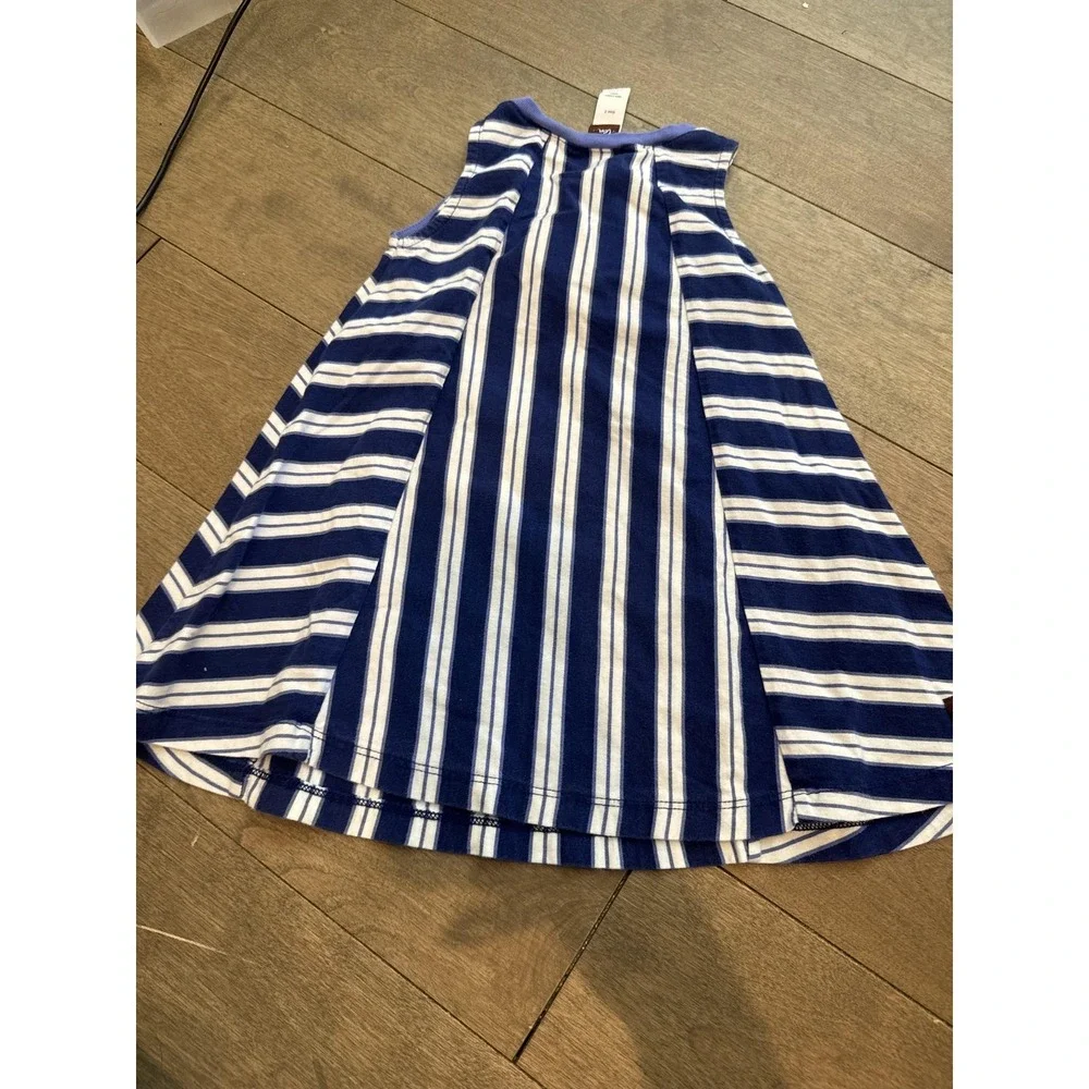 Tea Collection Dress Girls 2T Blue Stripe Sleeveless Trapeze Swing Cotton Summer